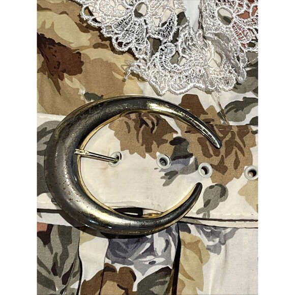 Vintage 90s Floral Dress Lace Bib Collar Cottage Core Prairie Feminine flowers - Picture 4 of 7